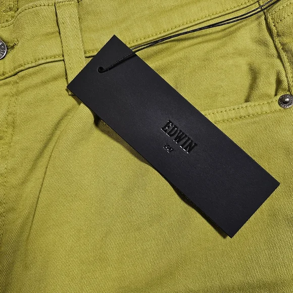 NWT Edwin Bree Slim Skinny Citrine Color High Rise Green Jeans Has Stretch Sz 32 - Picture 12 of 15